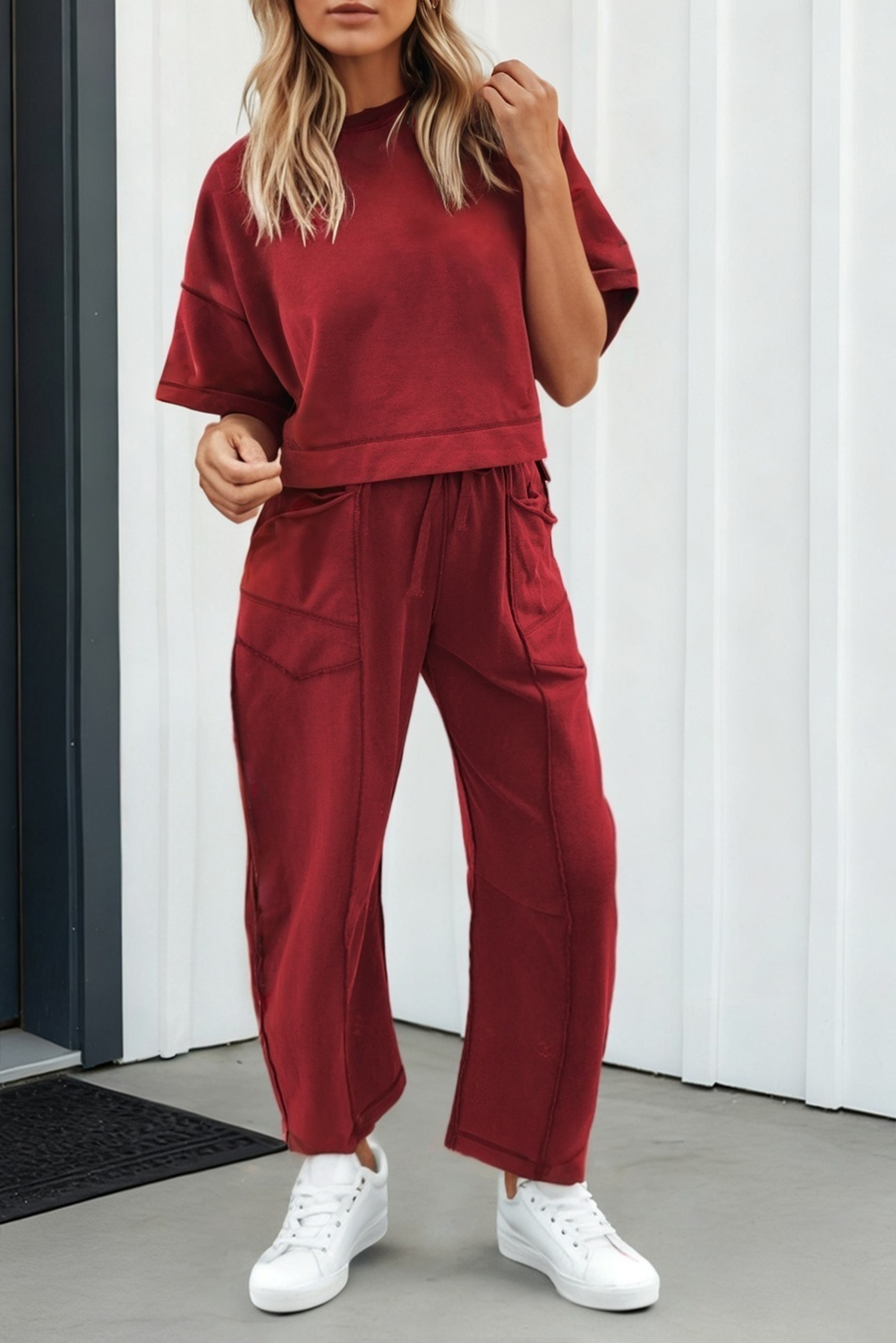 Red Two Piece Pant Set