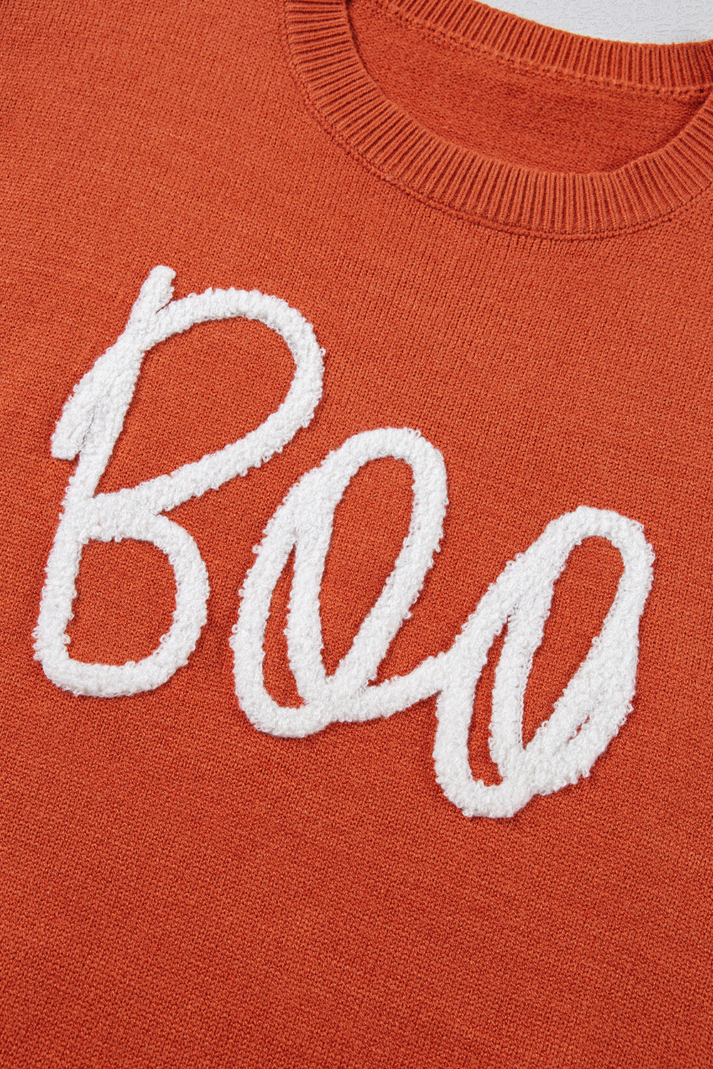 Boo Knitted Pattern Ribbed Sweater