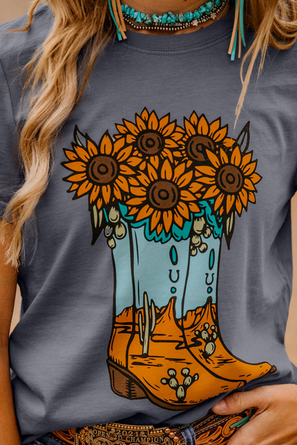 Sunflower Cowgirl Boot Shirt