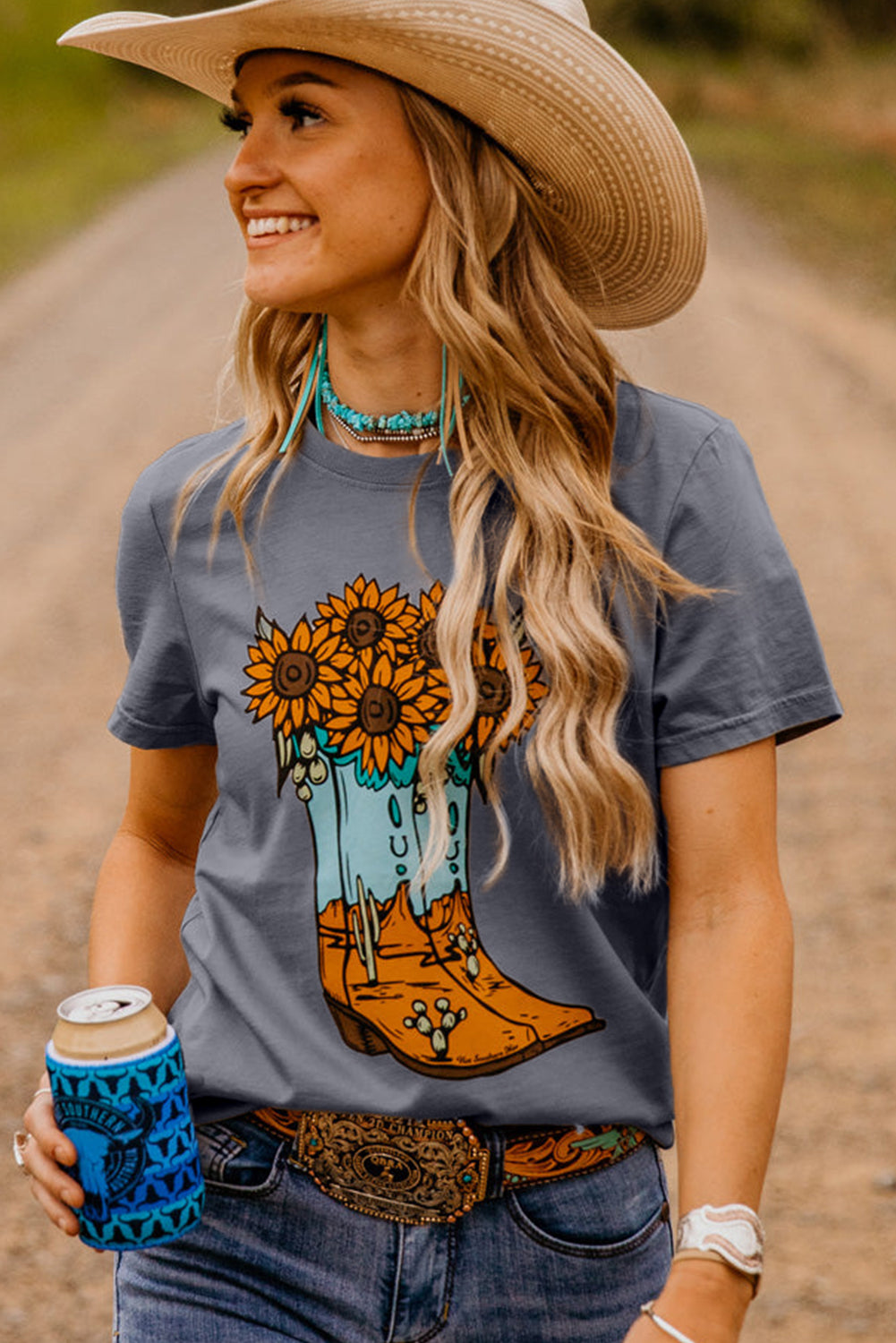Sunflower Cowgirl Boot Shirt