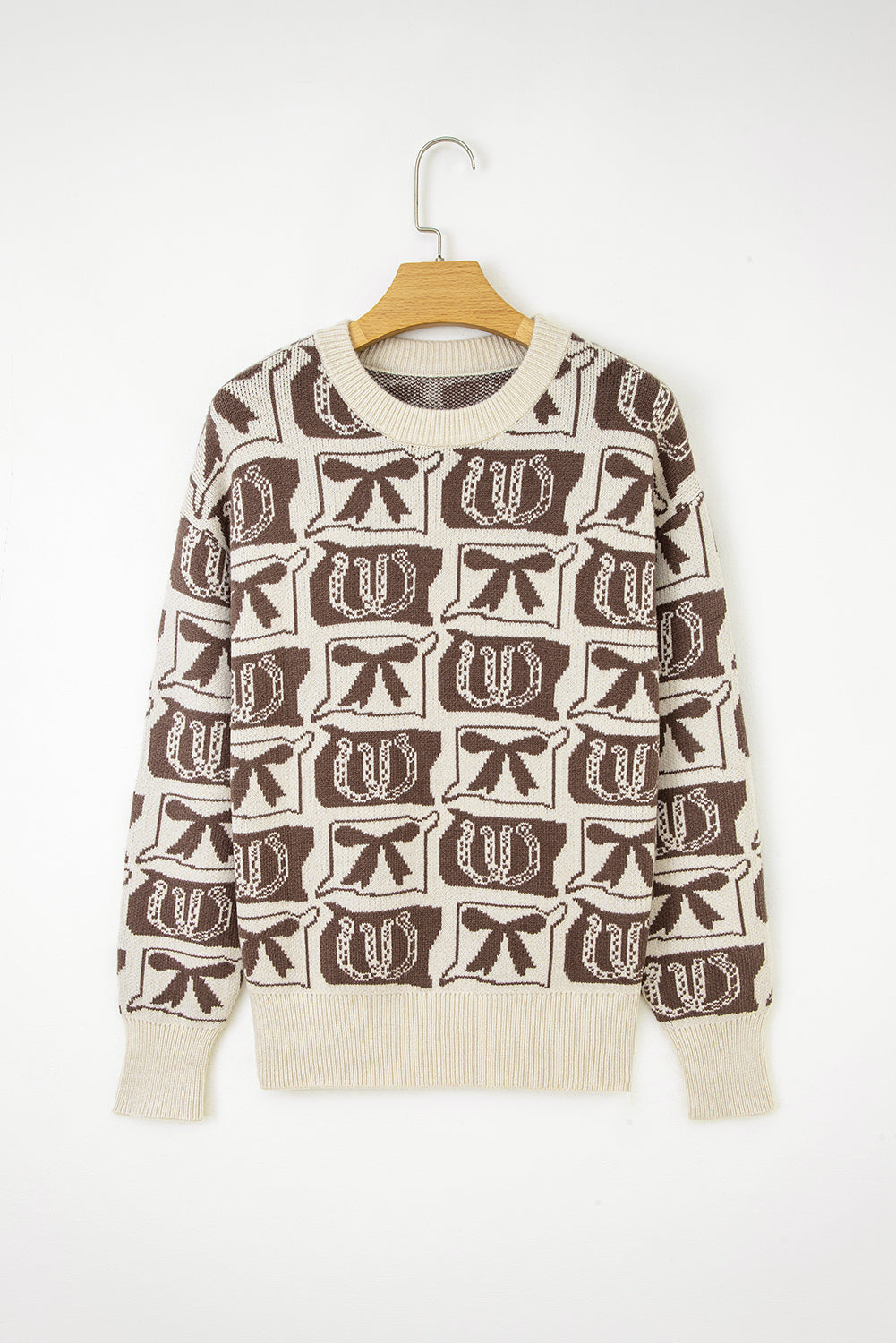 Brown Bows & Horseshoes Western Sweater
