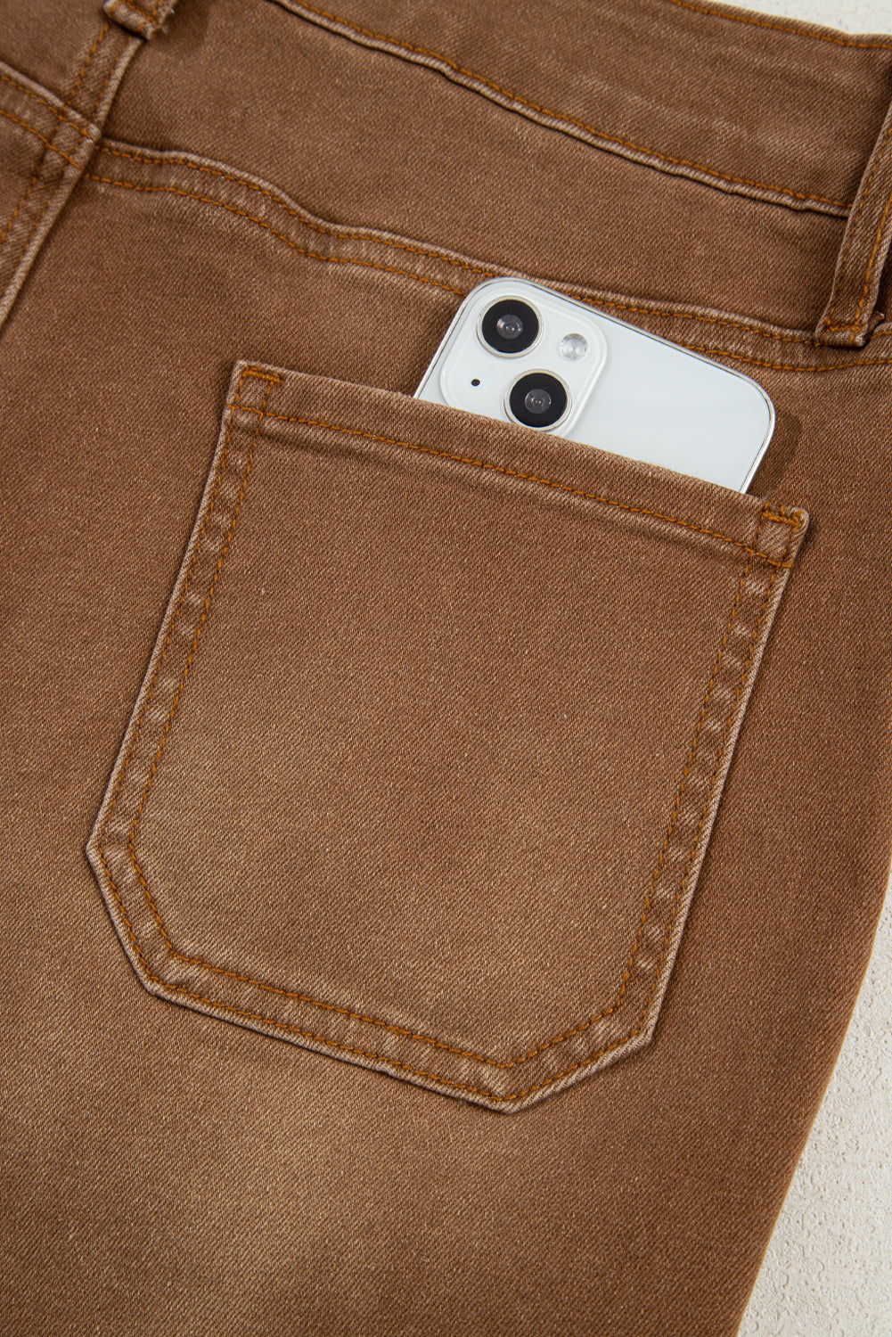 Brown Cropped High Rise Wide Leg Jeans