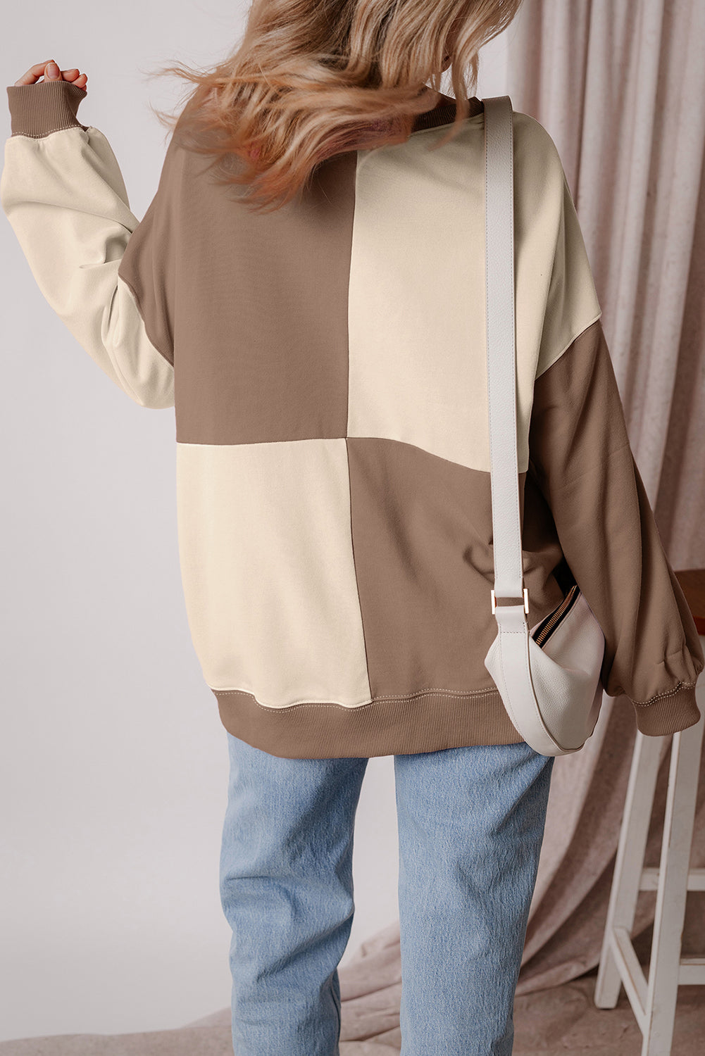 Brown Colorblock Oversize Sweatshirt