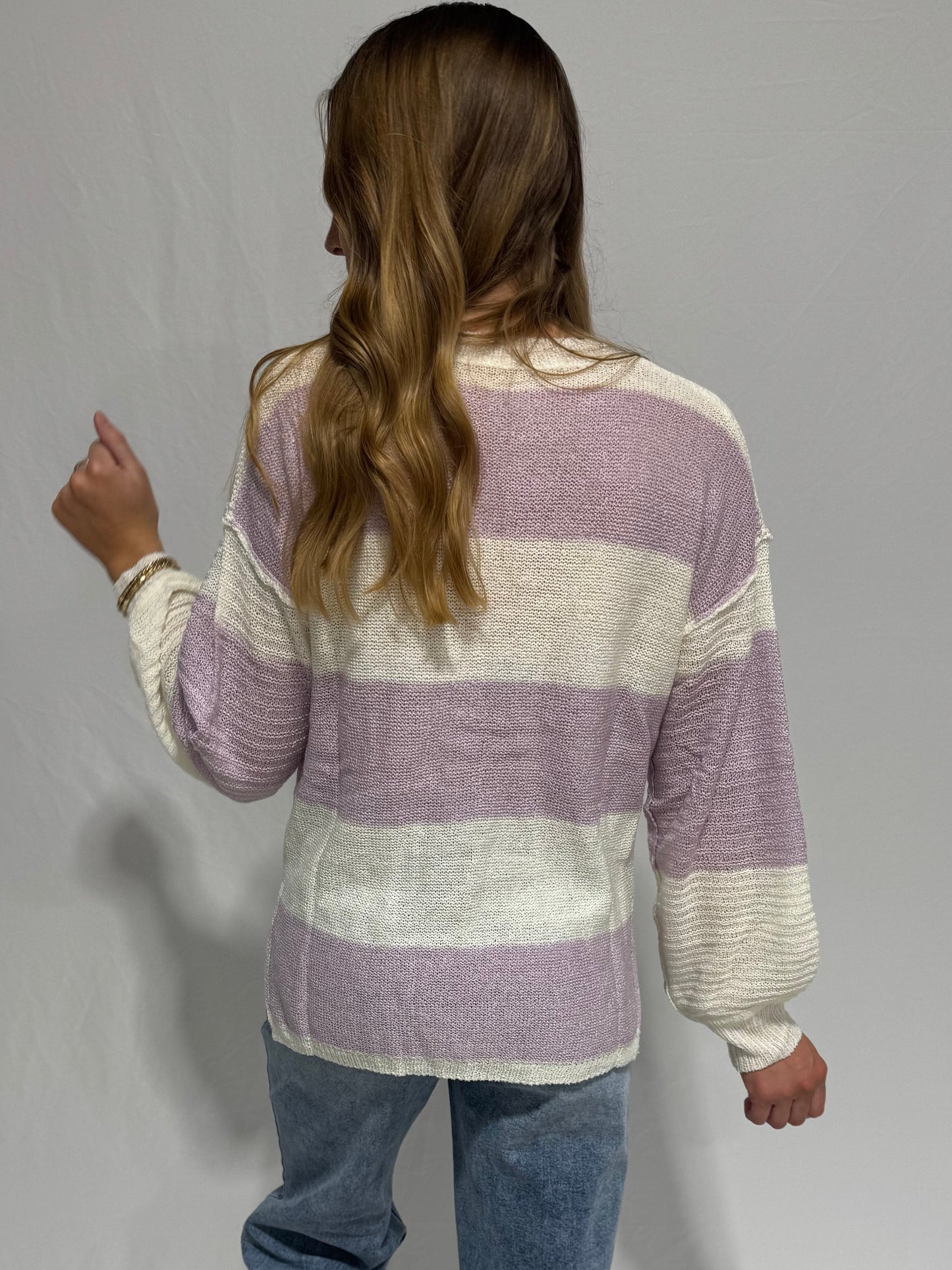 Purple Striped Knit Sweater