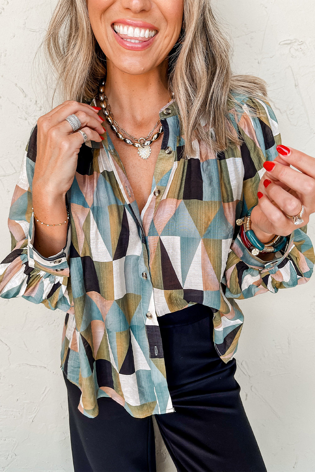Multi Color Buttoned Loose Fit Shirt