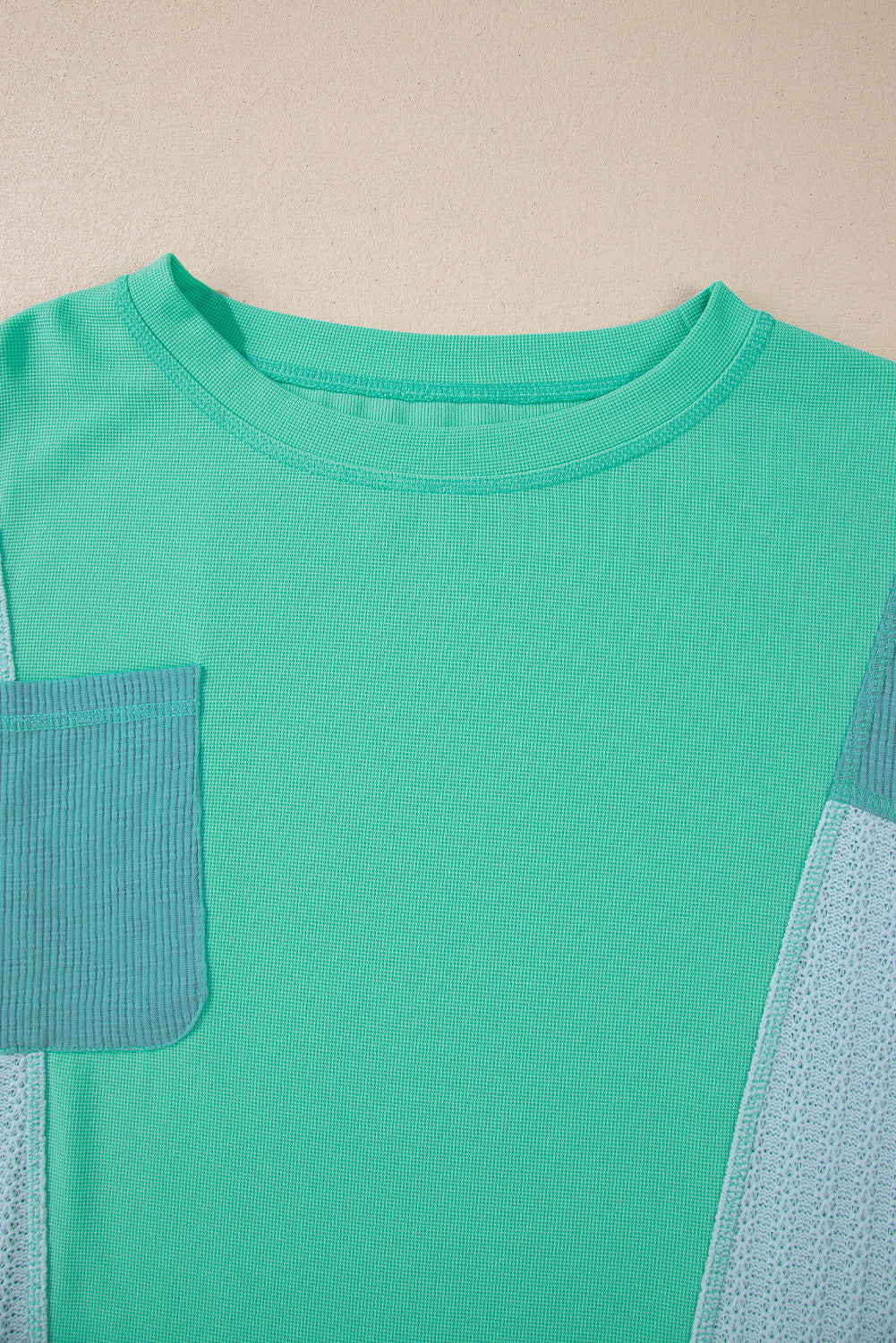 Green Colorblock Stitching Patchwork Long Sleeve