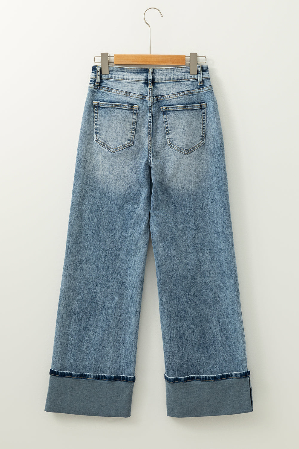 High Rise Button Medium Wash Jeans