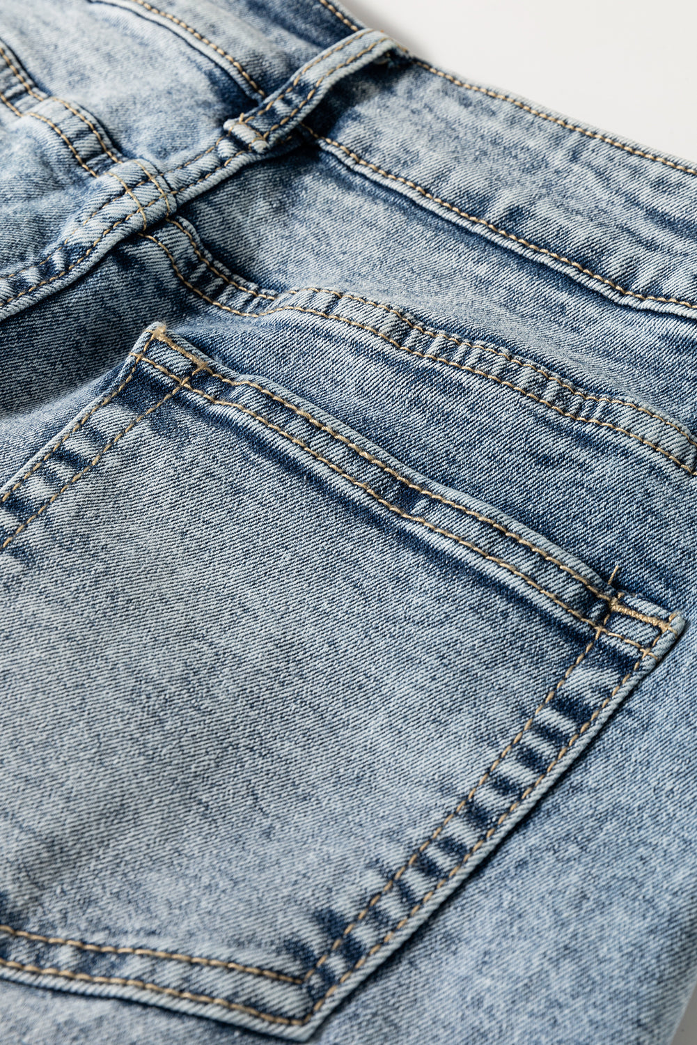 High Rise Button Medium Wash Jeans
