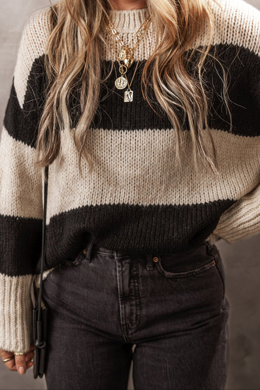 Black Jet Stream Color block Sweater