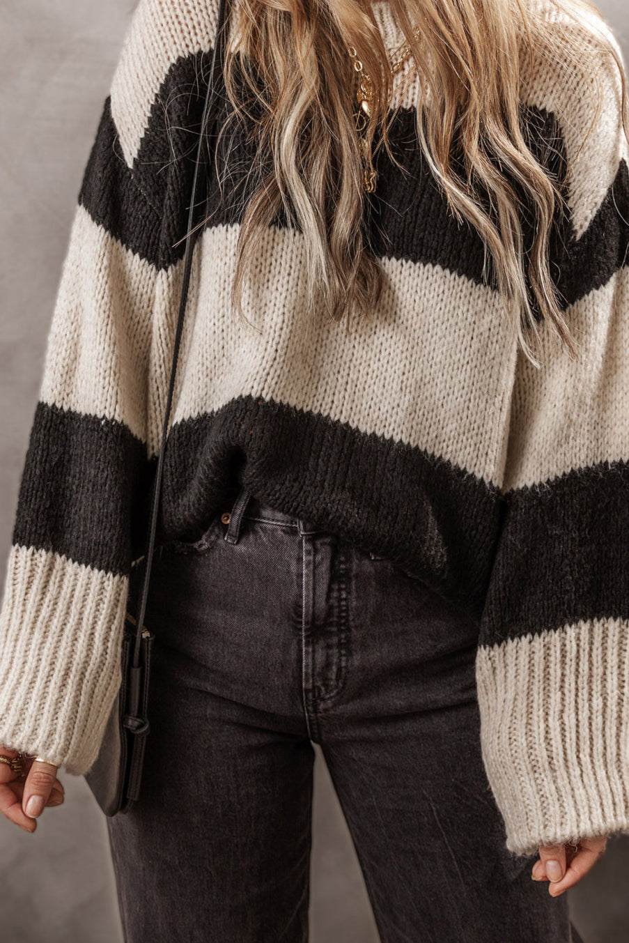 Black Jet Stream Color block Sweater