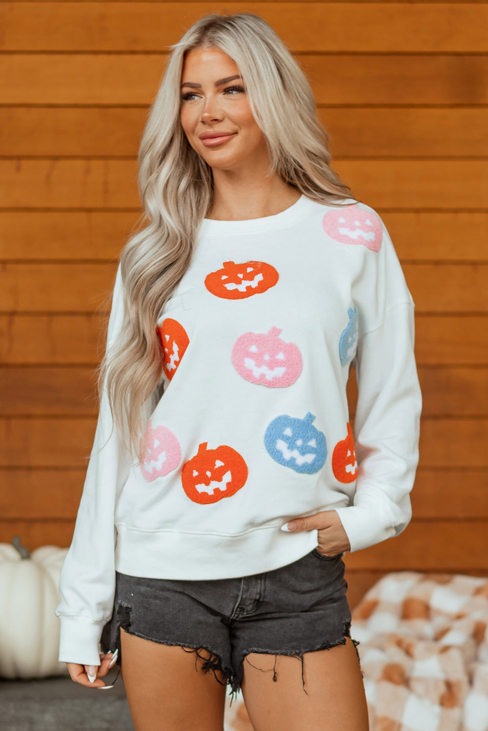 Pumpkin Patched Loose Sweatshirt