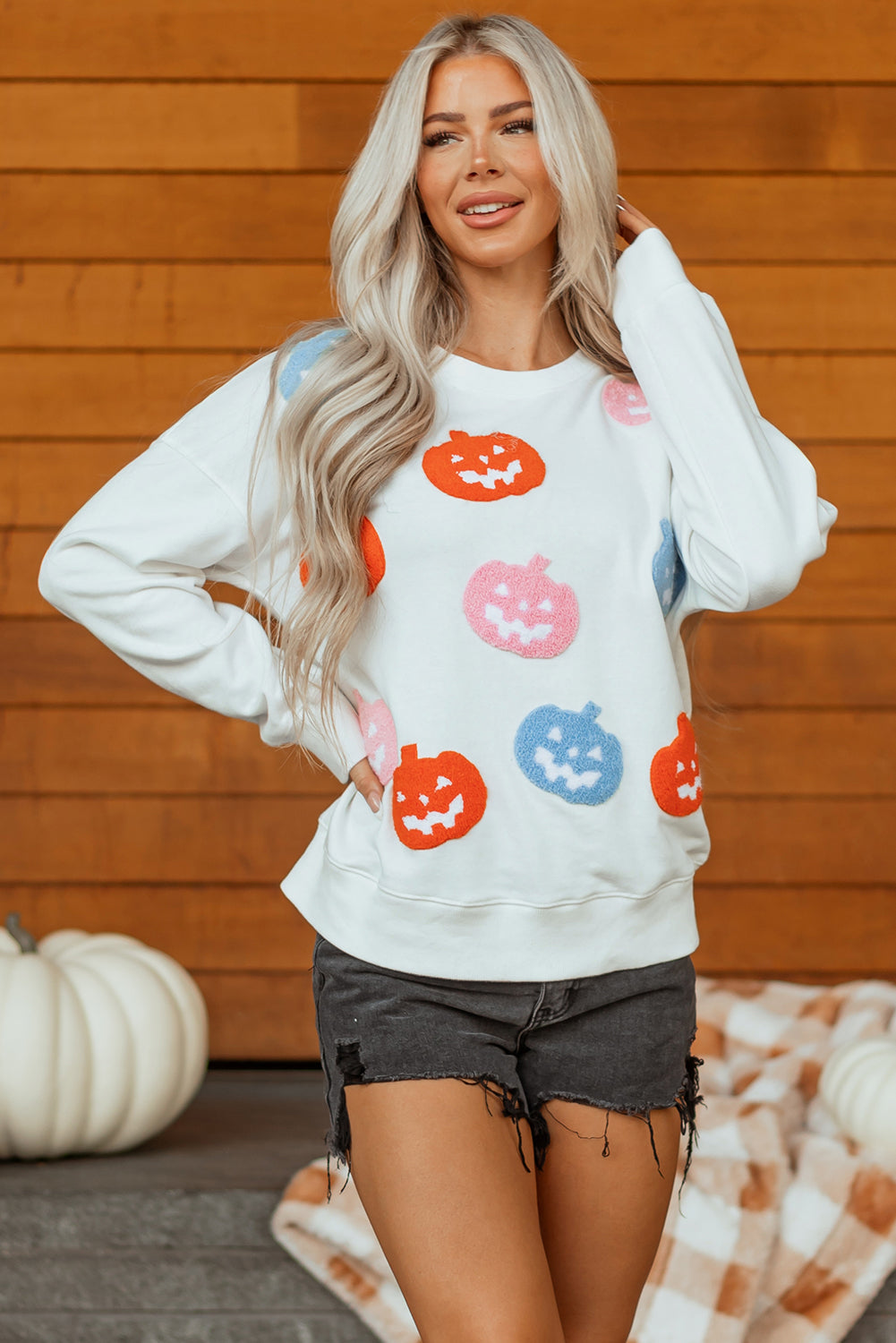 Pumpkin Patched Loose Sweatshirt