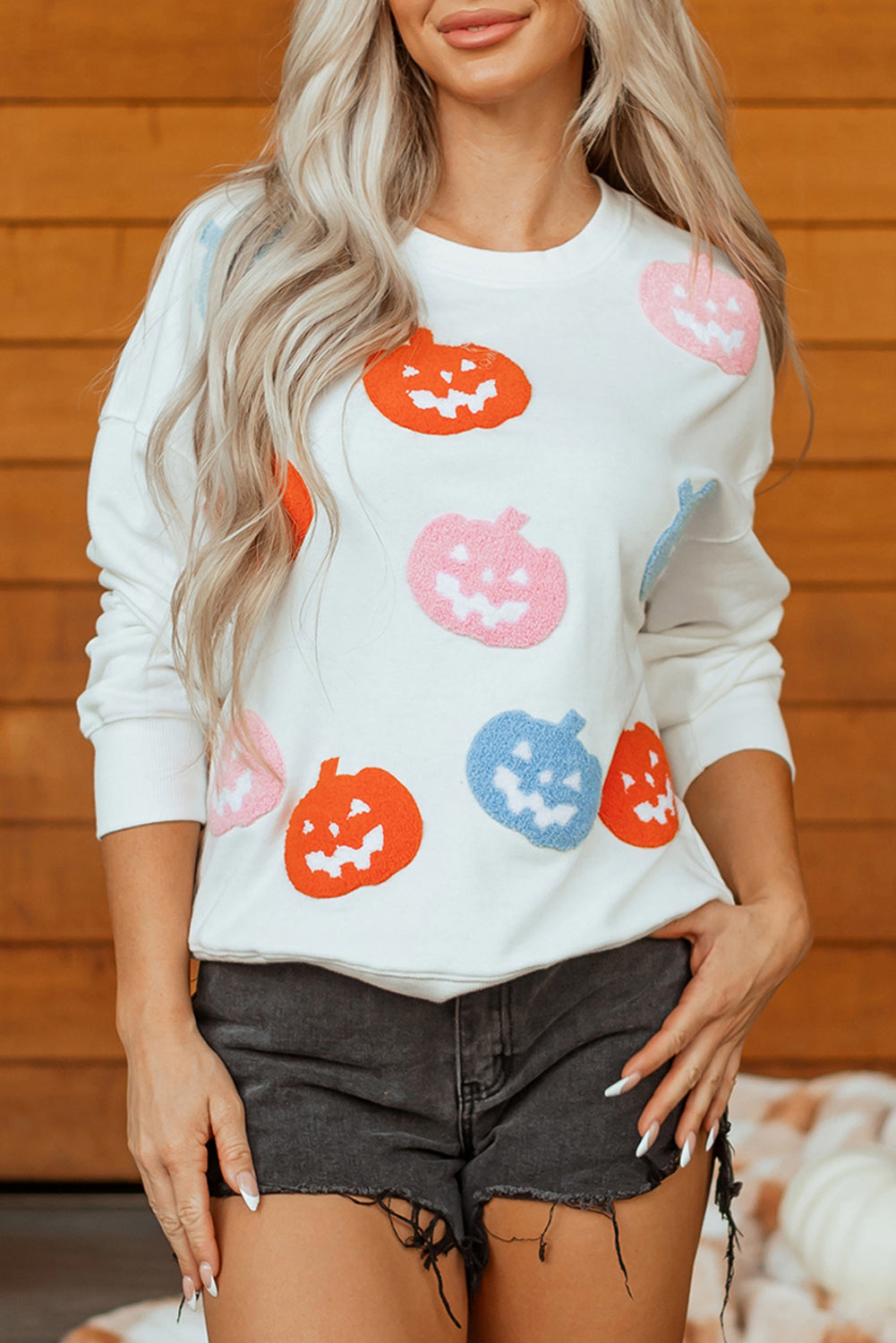 Pumpkin Patched Loose Sweatshirt