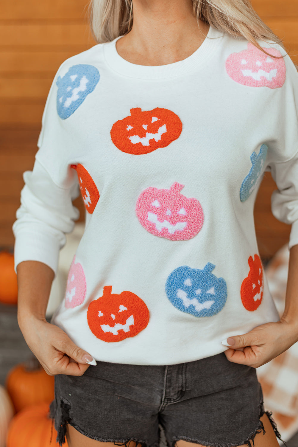 Pumpkin Patched Loose Sweatshirt