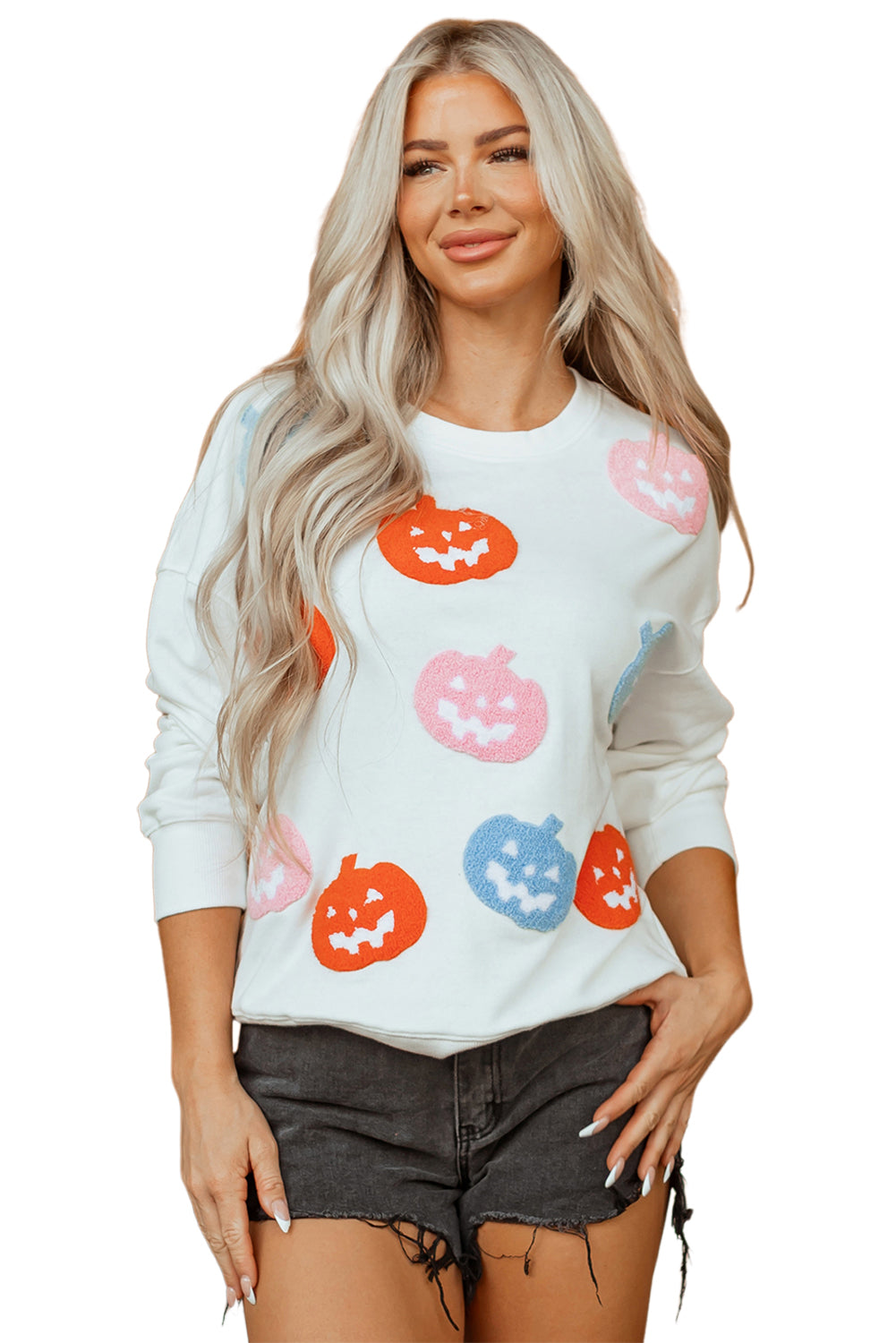 Pumpkin Patched Loose Sweatshirt