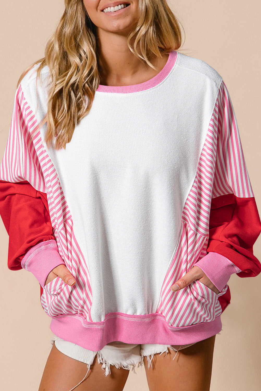Rose Red Pocketed Sweatshirt