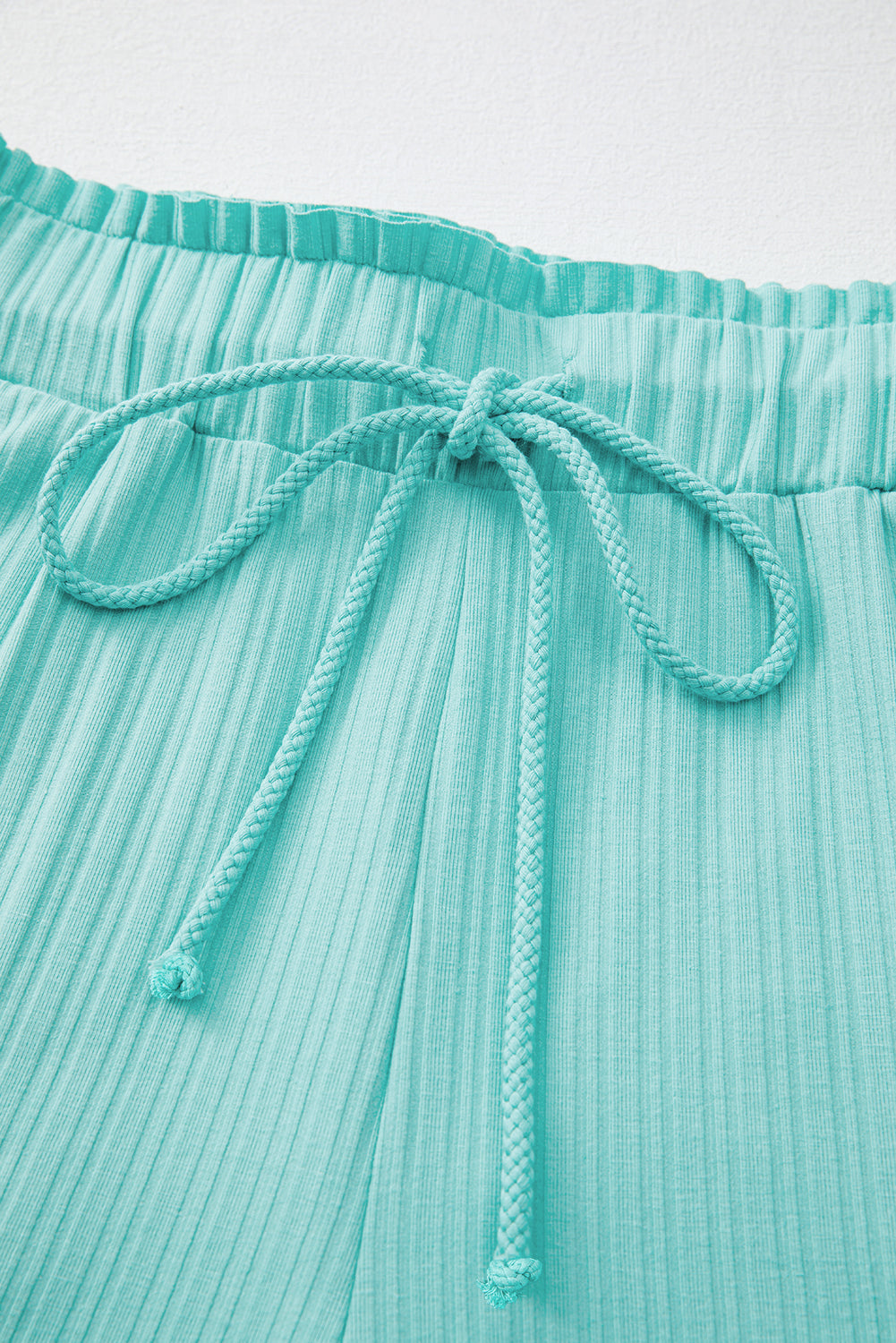 Mint Green Ribbed Tank Top and Shorts Set