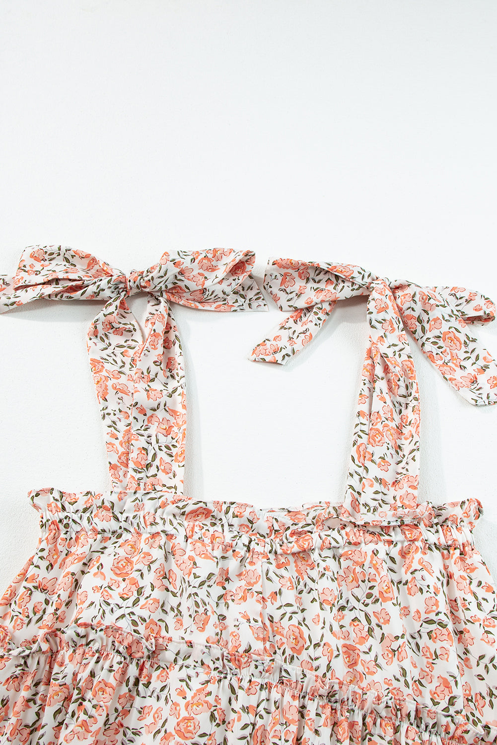 Orange Rose Floral Knotted Straps Babydoll Dress