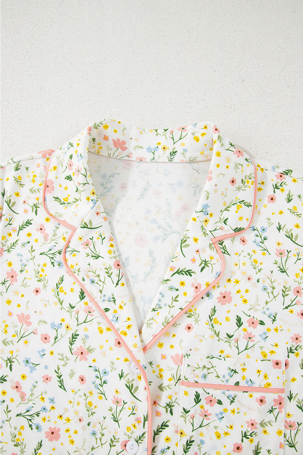 White Floral Short Pajamas Set