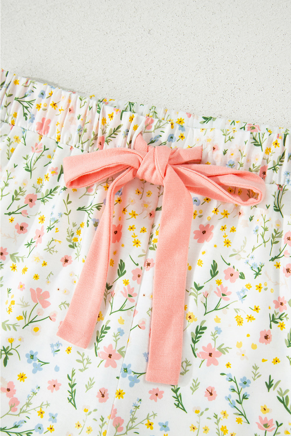 White Floral Short Pajamas Set