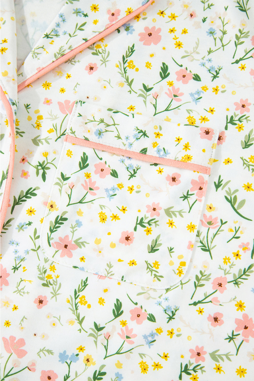 White Floral Short Pajamas Set