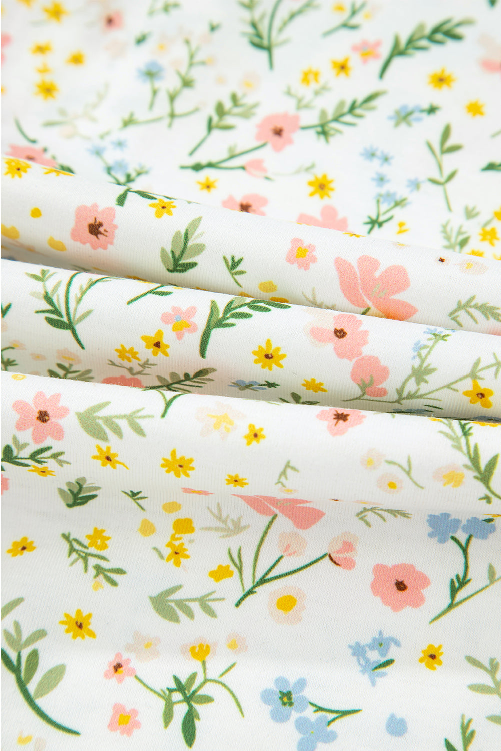 White Floral Short Pajamas Set