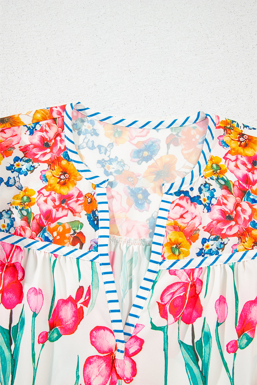 Pink Floral Short Sleeve Blouse