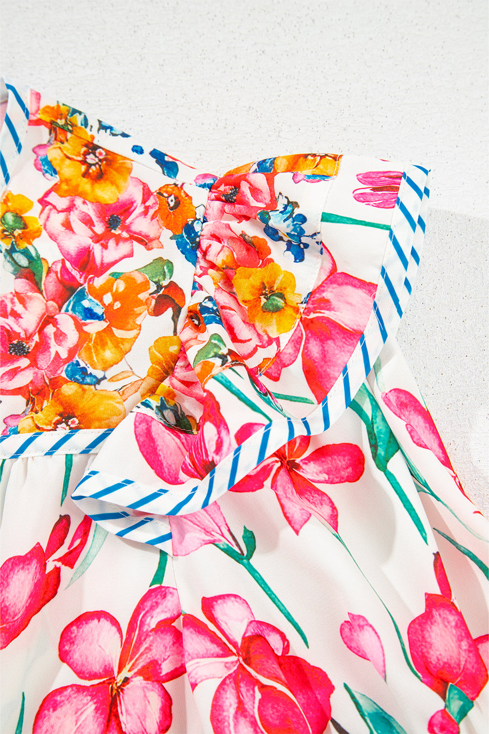 Pink Floral Short Sleeve Blouse