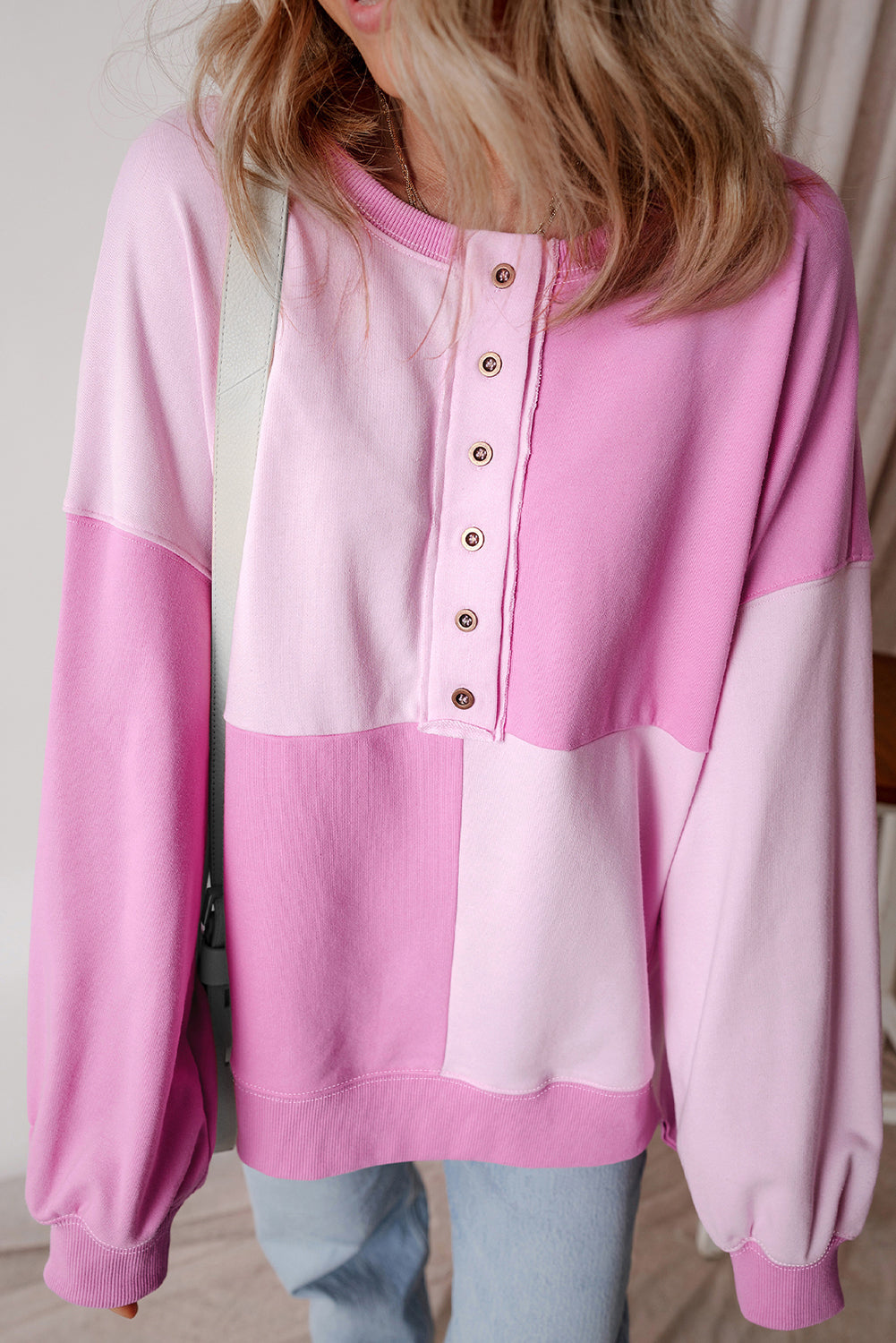 Pink Colorblock Oversize Sweatshirt