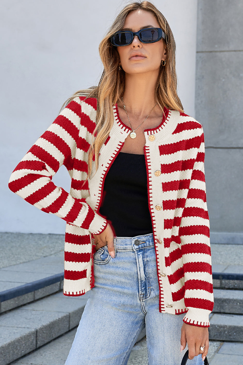 Chic Golden Button Cardigan