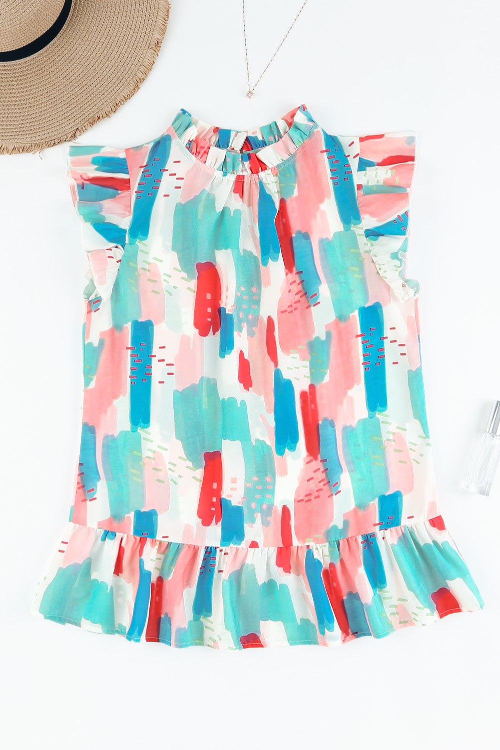 Ruffled Mock Neck Ruffled Top