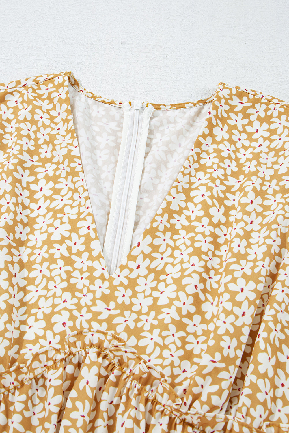Yellow Floral Short Sleeve Mini Dress