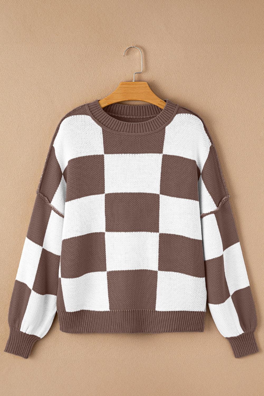 Dark Brown Checkered Sweater