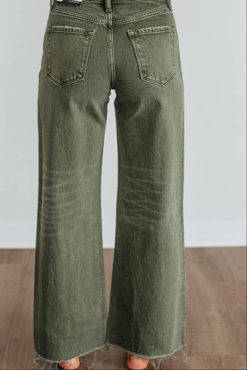 Slight Distressed Raw Edge Wide Leg Jeans