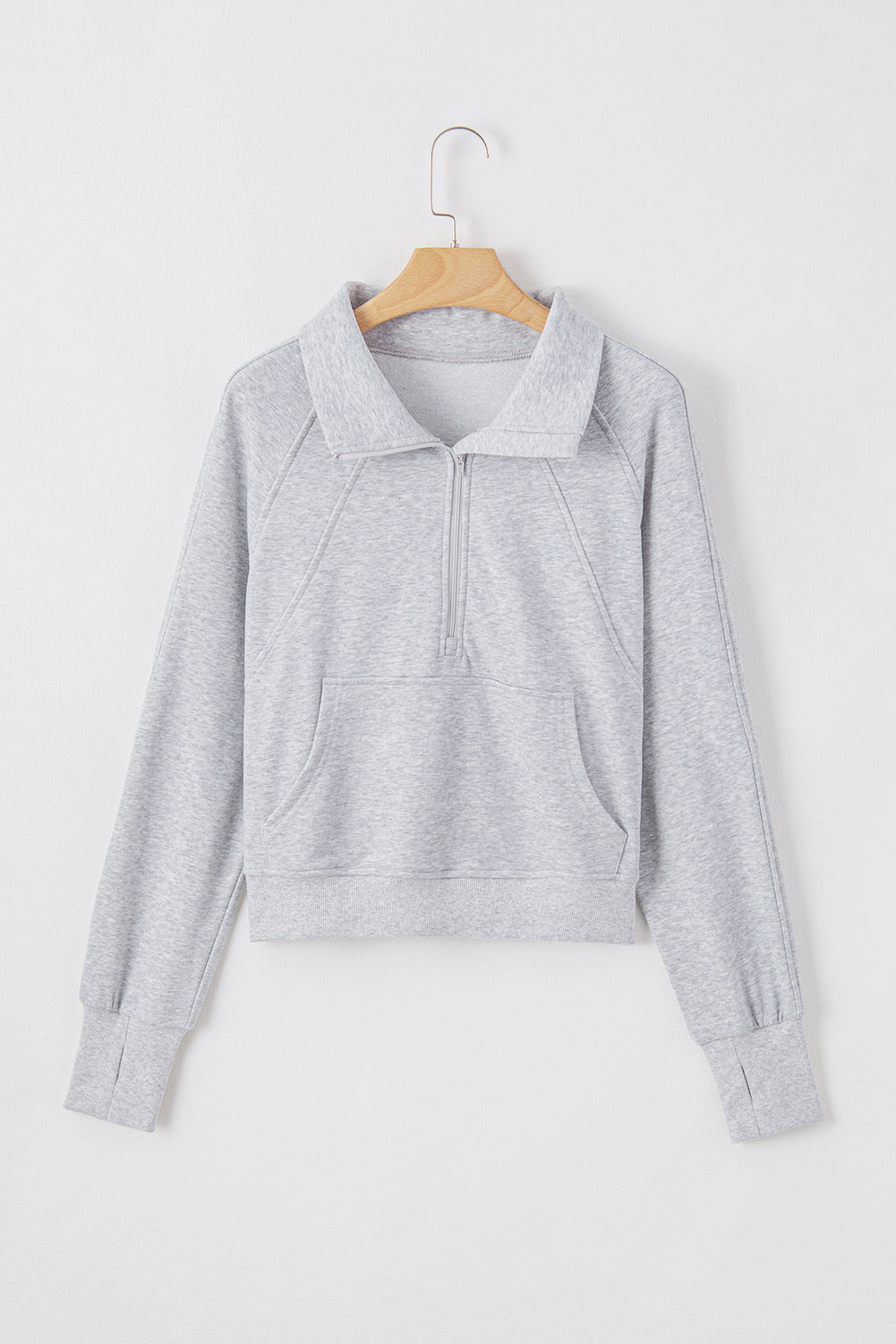 Light Grey Quarter Zip Pocket Sweatshirt