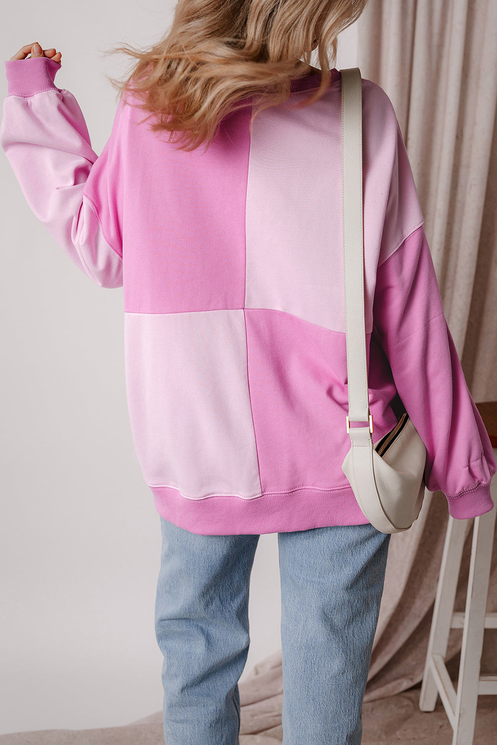 Pink Colorblock Oversize Sweatshirt