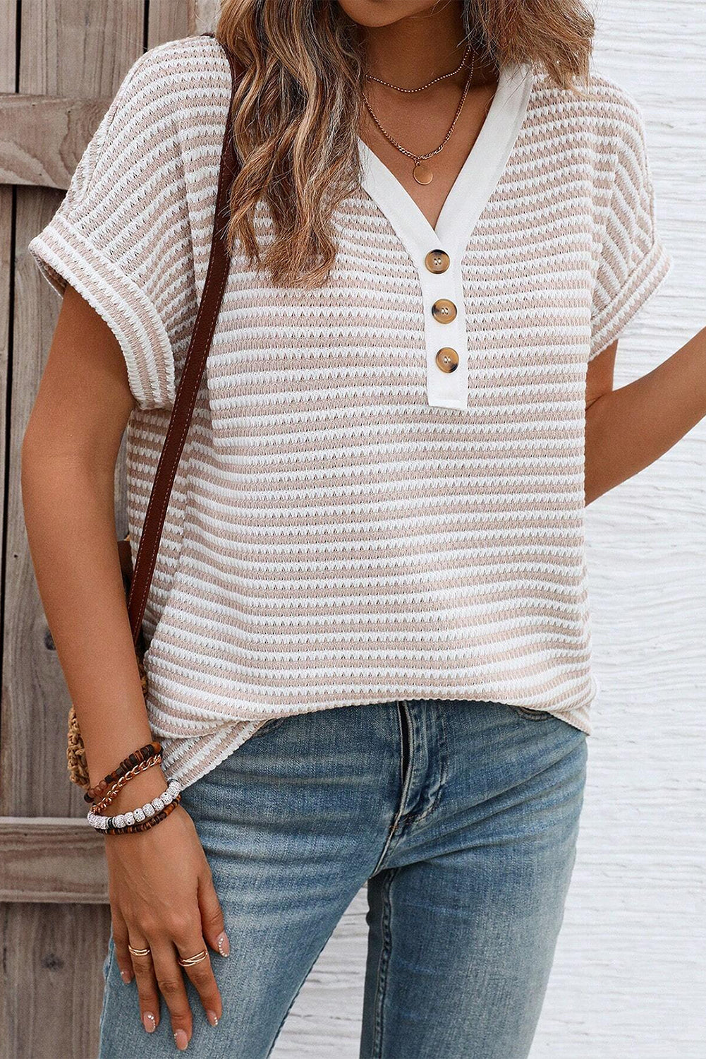 Khaki Stripe T Shirt