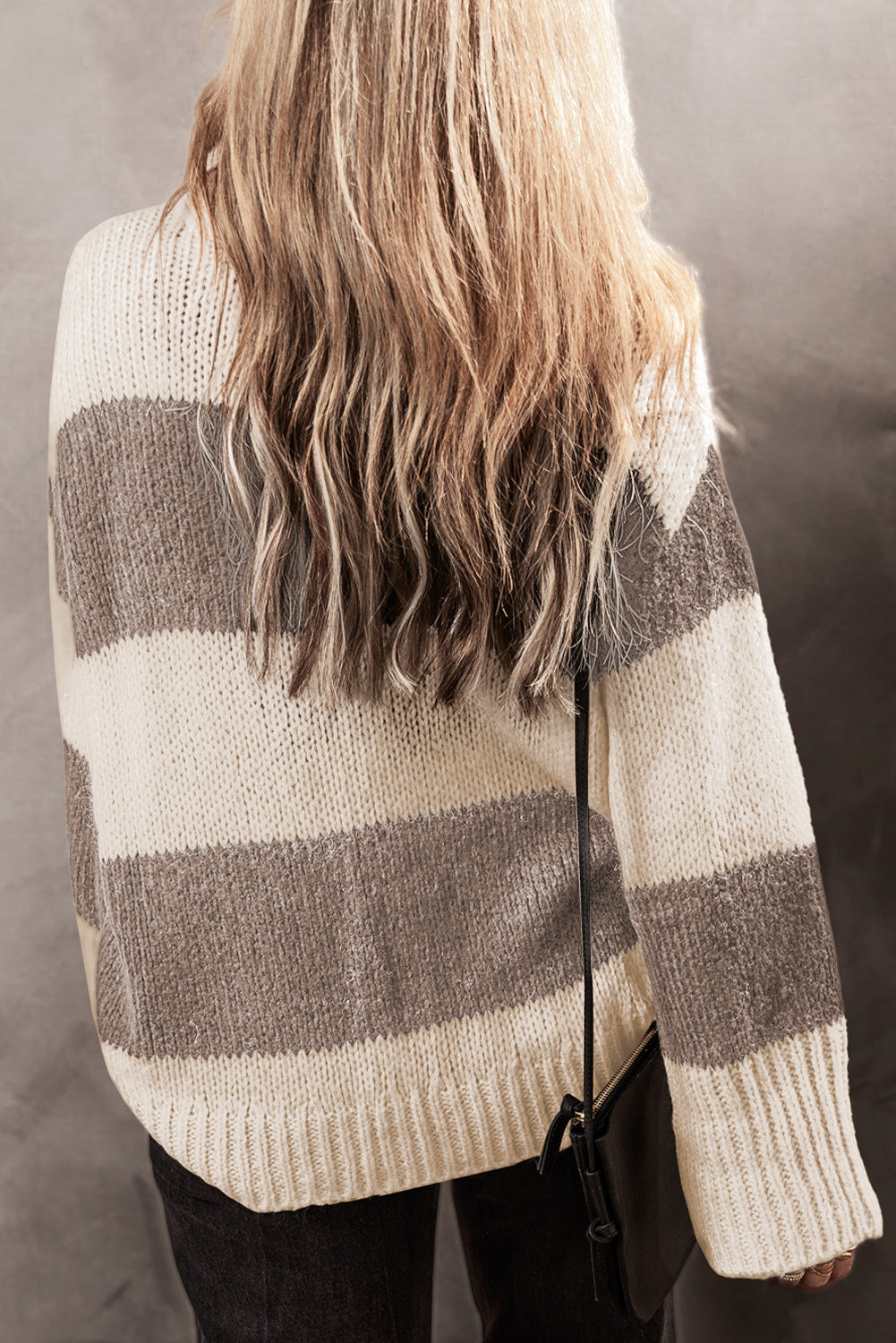 Simple Taupe Color Block Sweater