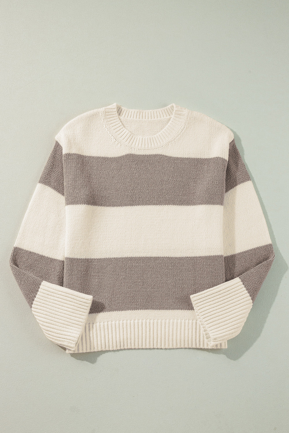 Simple Taupe Color Block Sweater