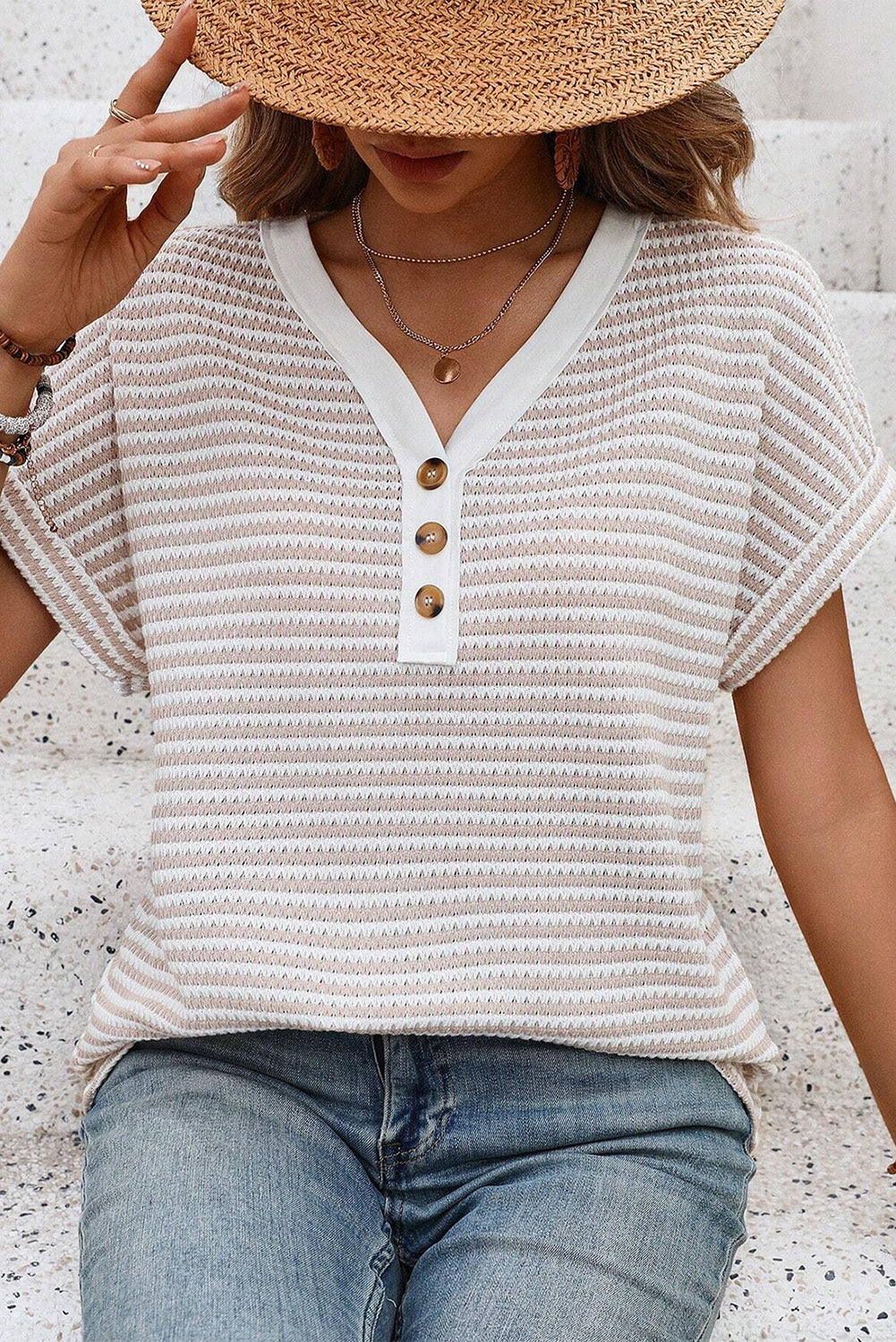 Khaki Stripe T Shirt