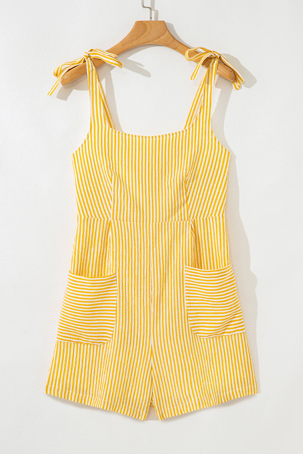 Yellow Stripe Shoulder Tie Romper