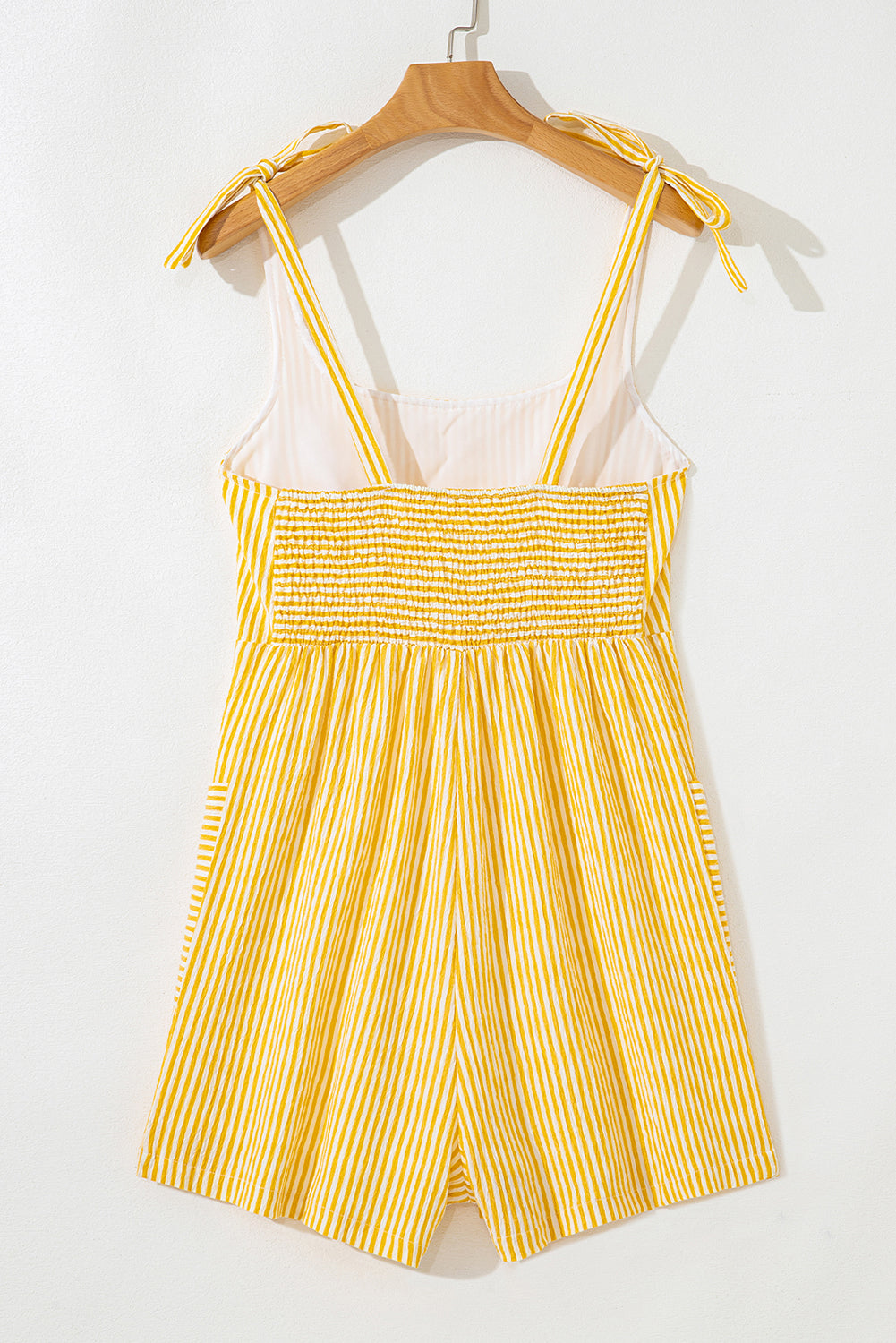 Yellow Stripe Shoulder Tie Romper