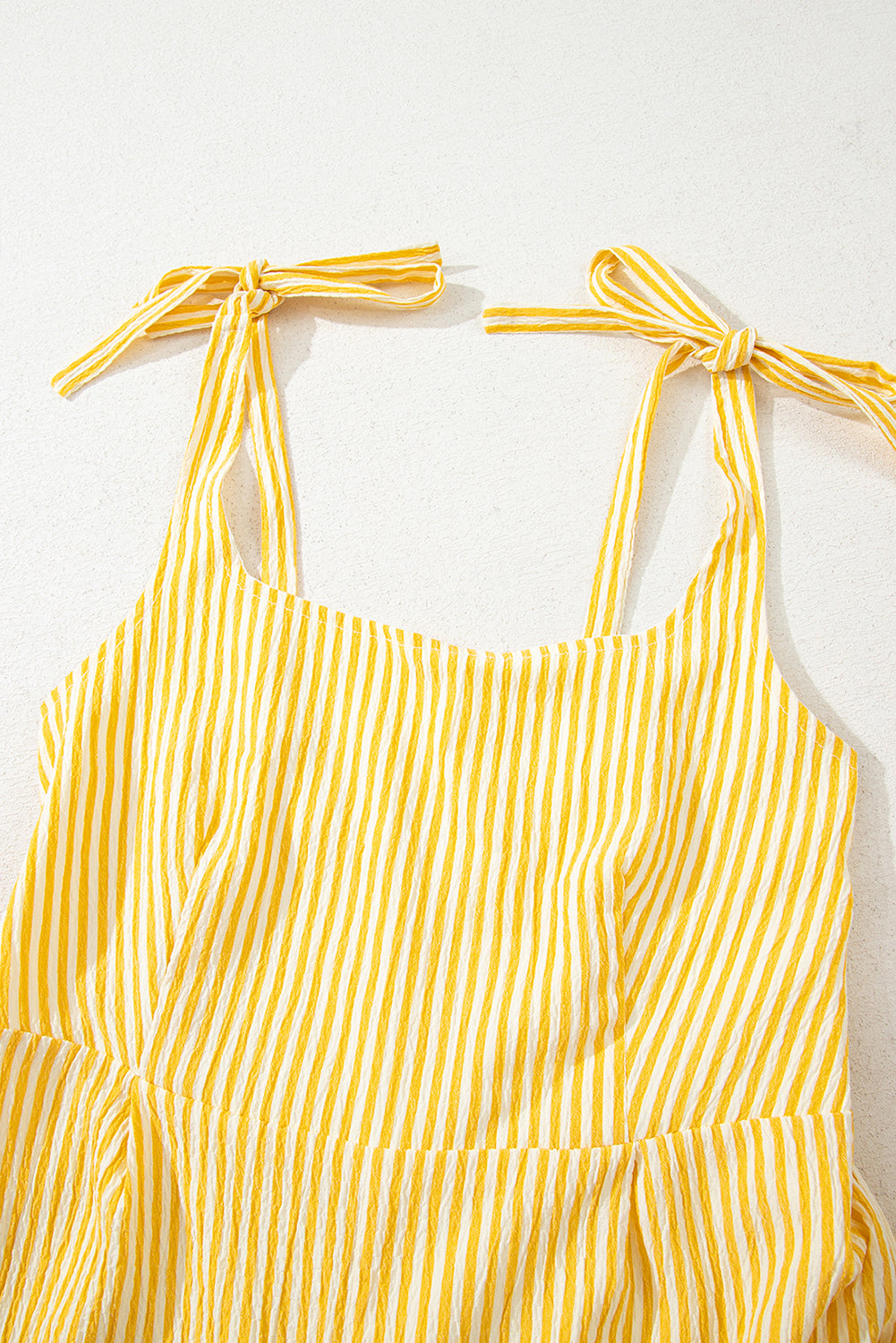 Yellow Stripe Shoulder Tie Romper