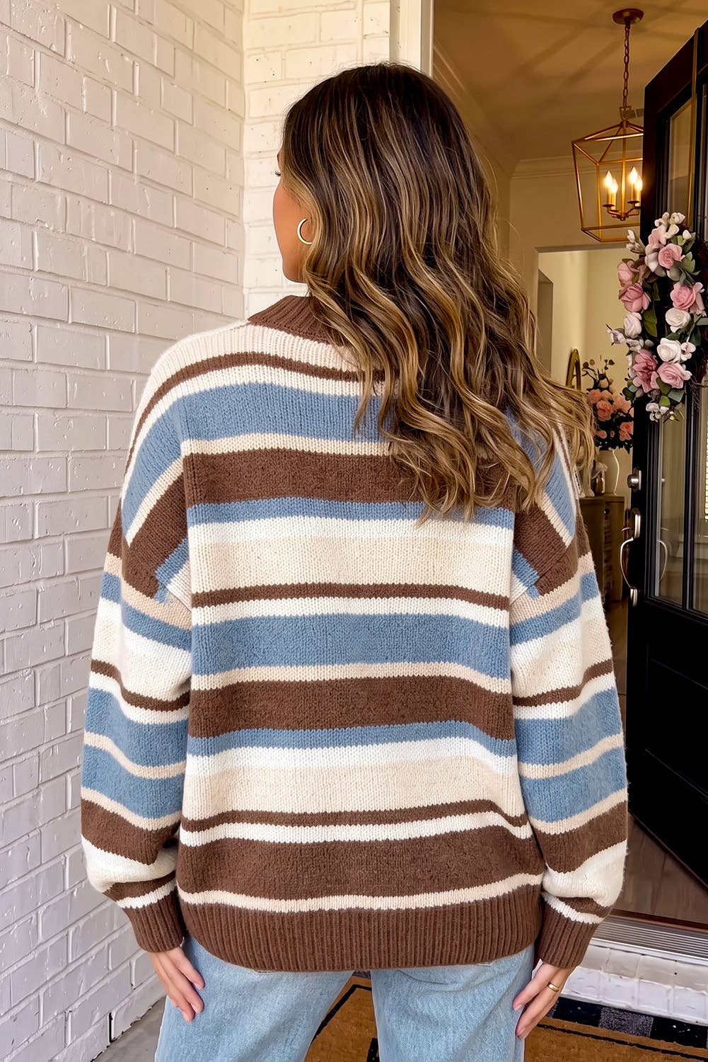 Fall Vibe Striped Crew Neck Knit Sweater