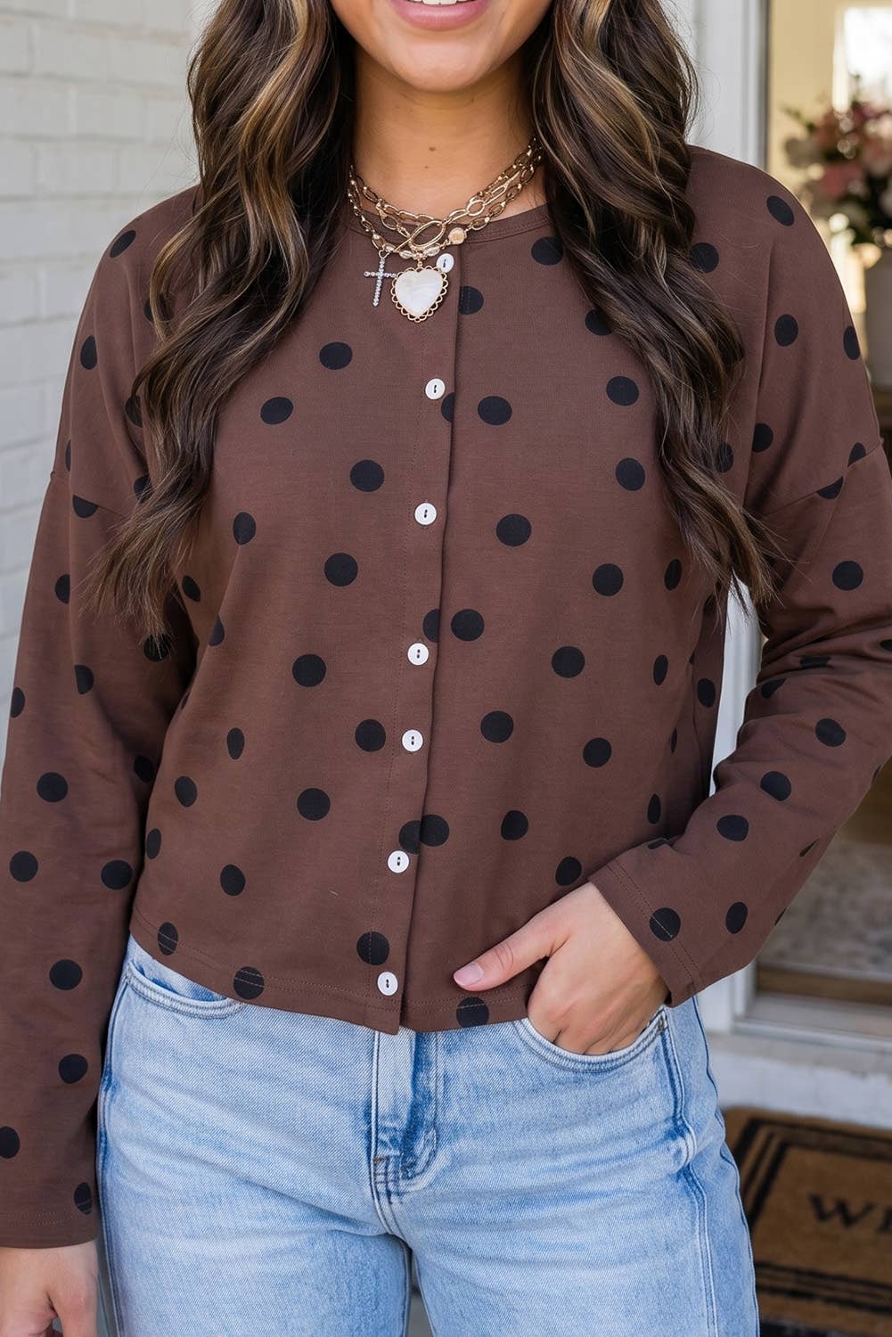 Brown/Black Polka Dot Cardigan