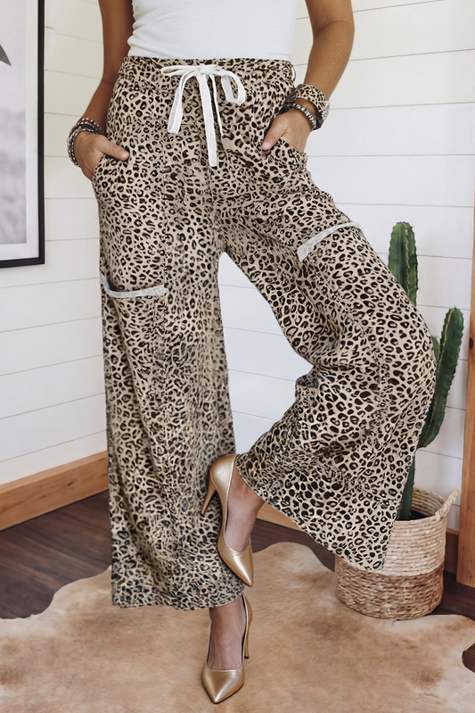 Animal Print Wide Leg Pants