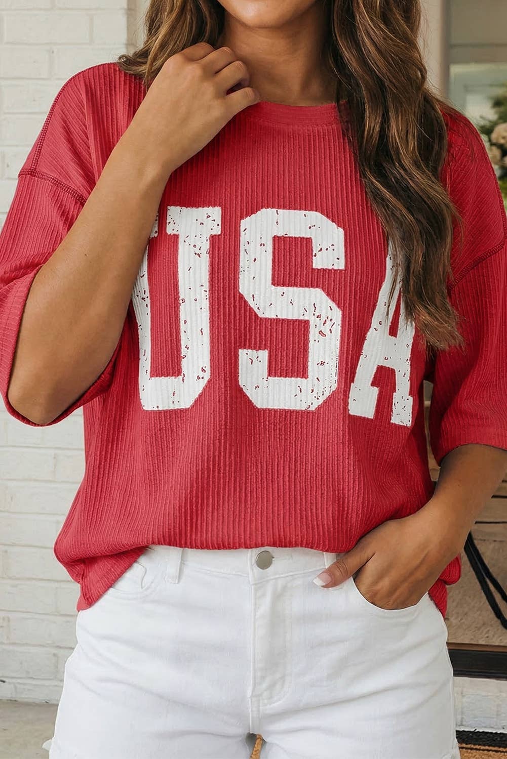 USA Graphic Ribbed Top