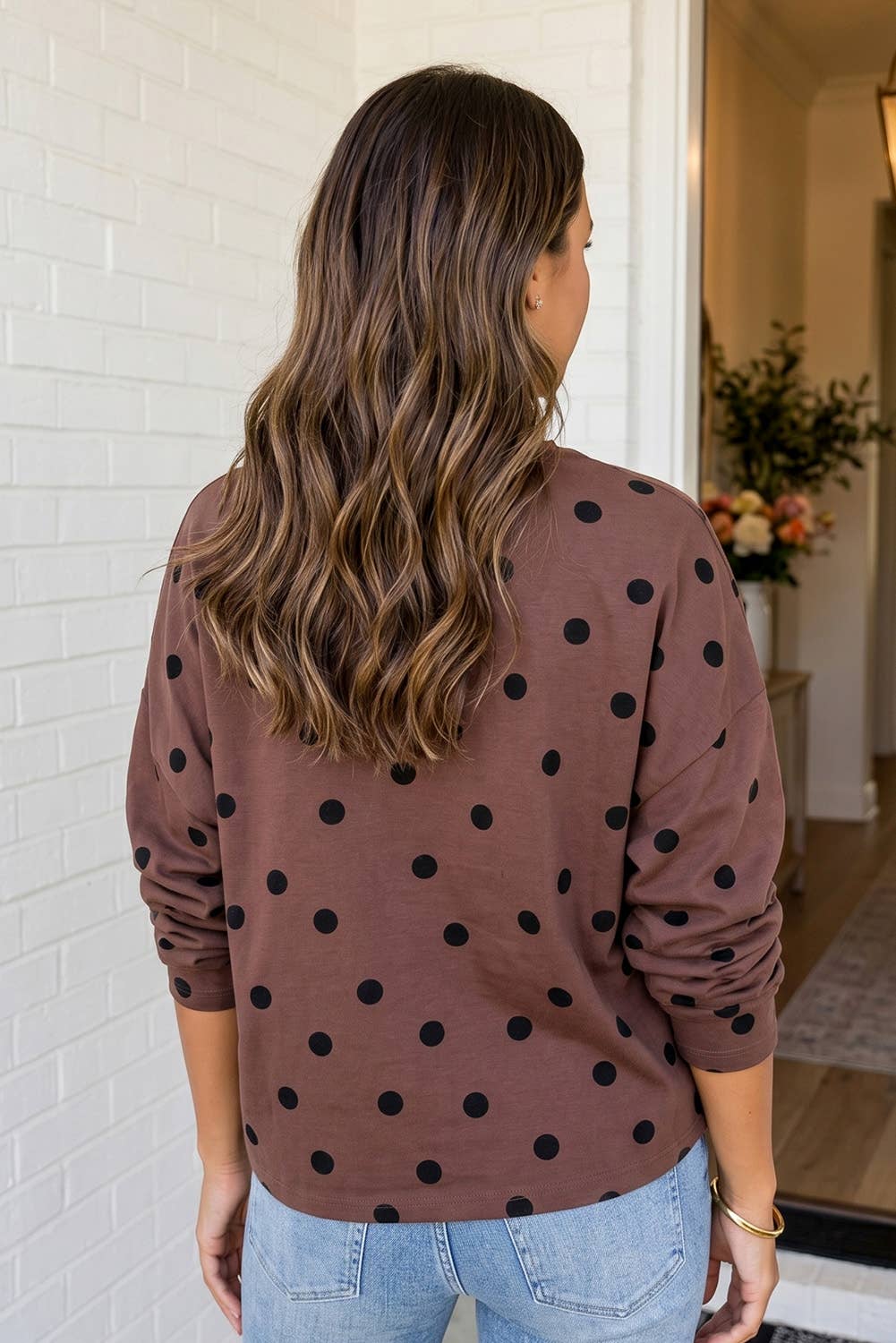 Brown/Black Polka Dot Cardigan