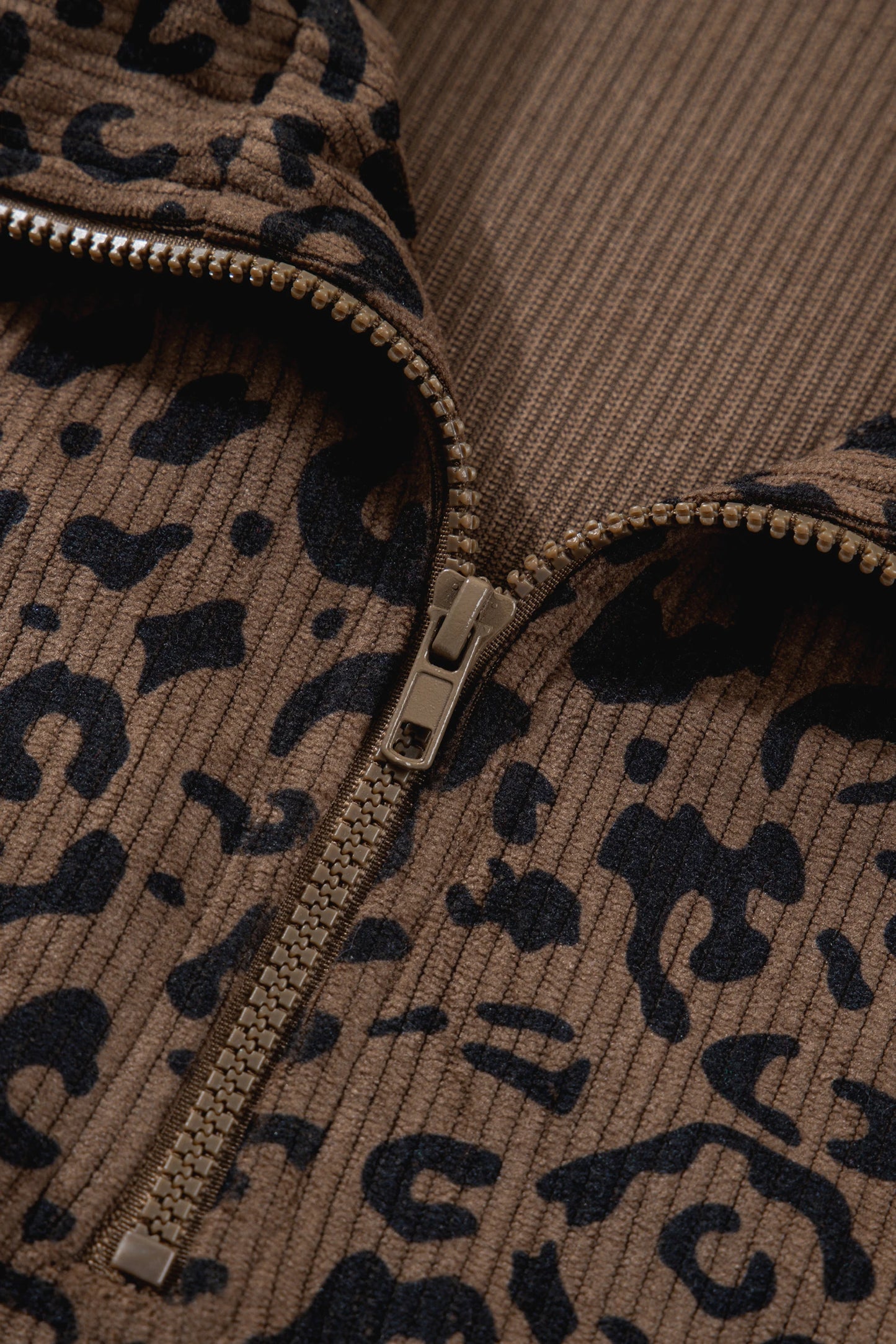 Leopard Print Quarter Zip Sweatshirt