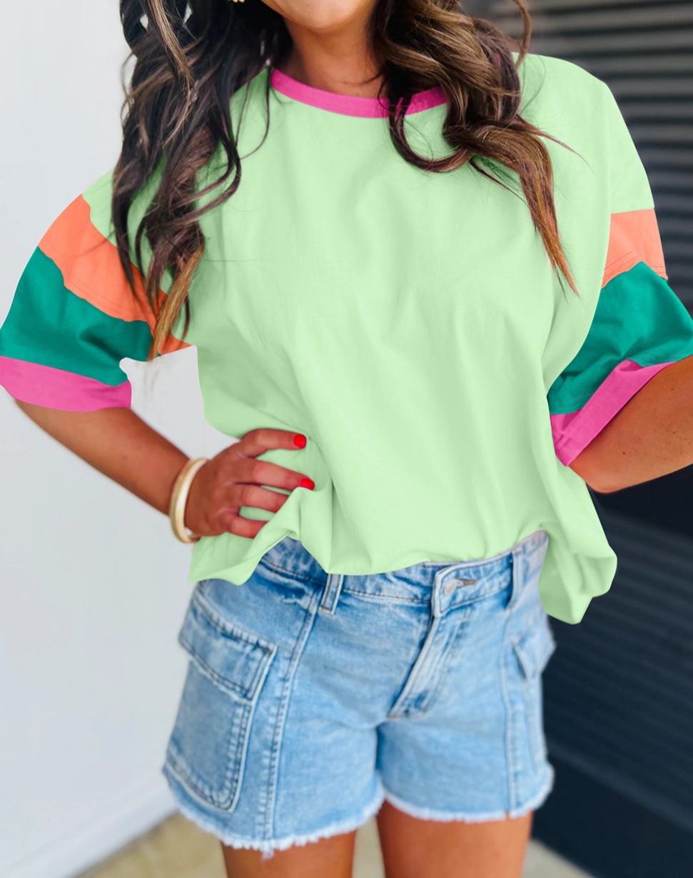 Green Color Block Shirt